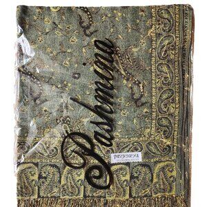 Pashmina Silk Scarf - New in Packaging. Green / Inventory Reduction